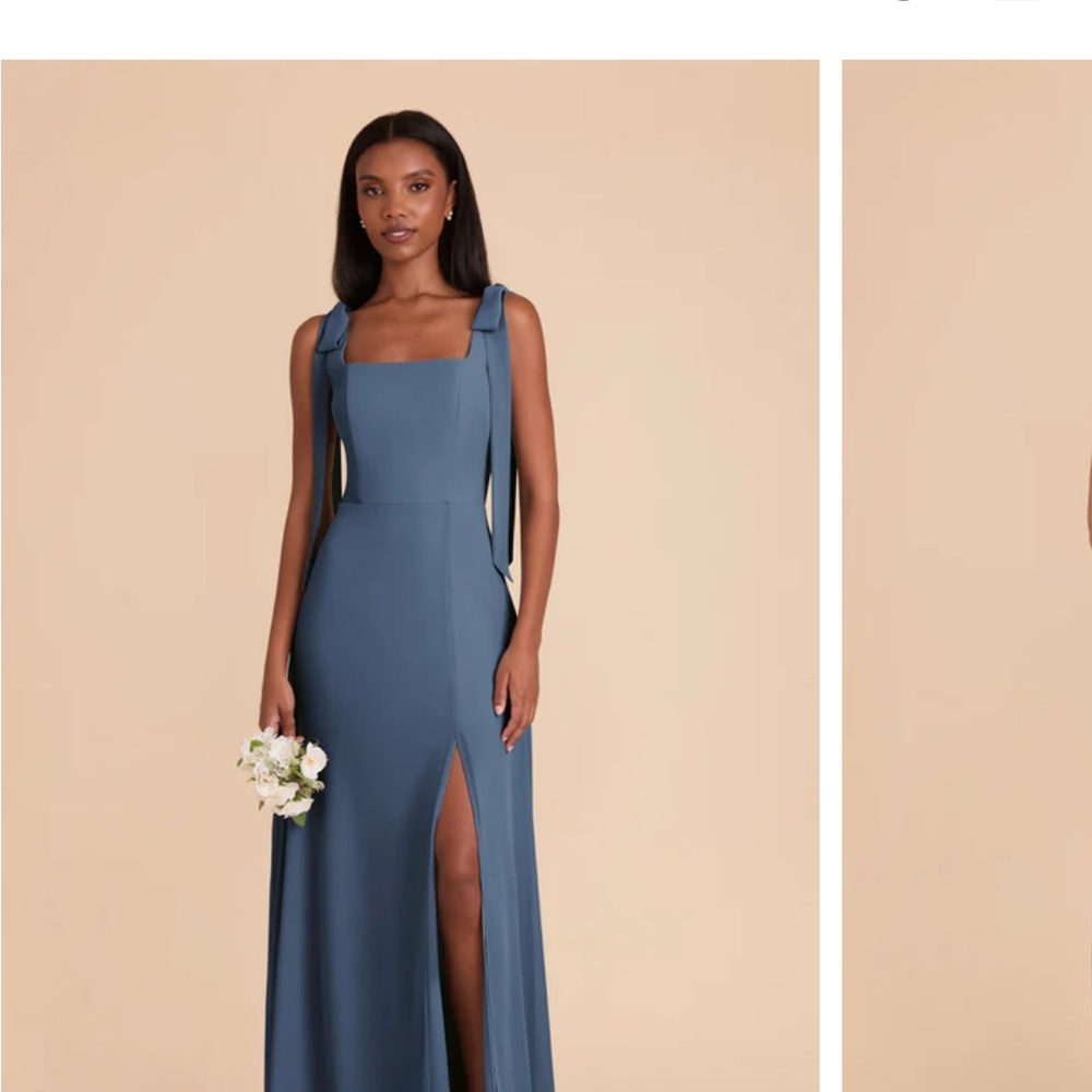 Birdy Grey Slate Blue Maxi Dress with Side Slit